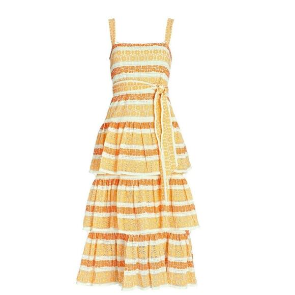 ZIMMERMANN JUDE TIERED LACE DRESS SZ Small Orange - Picture 7 of 16